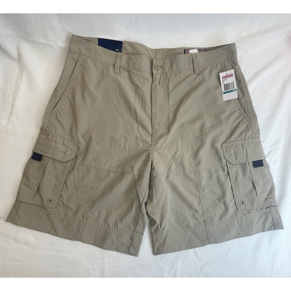 Vineyard Vines Fishing Shorts Mens Size 35 Khaki Tan Swim Trunks Outdoors NWT